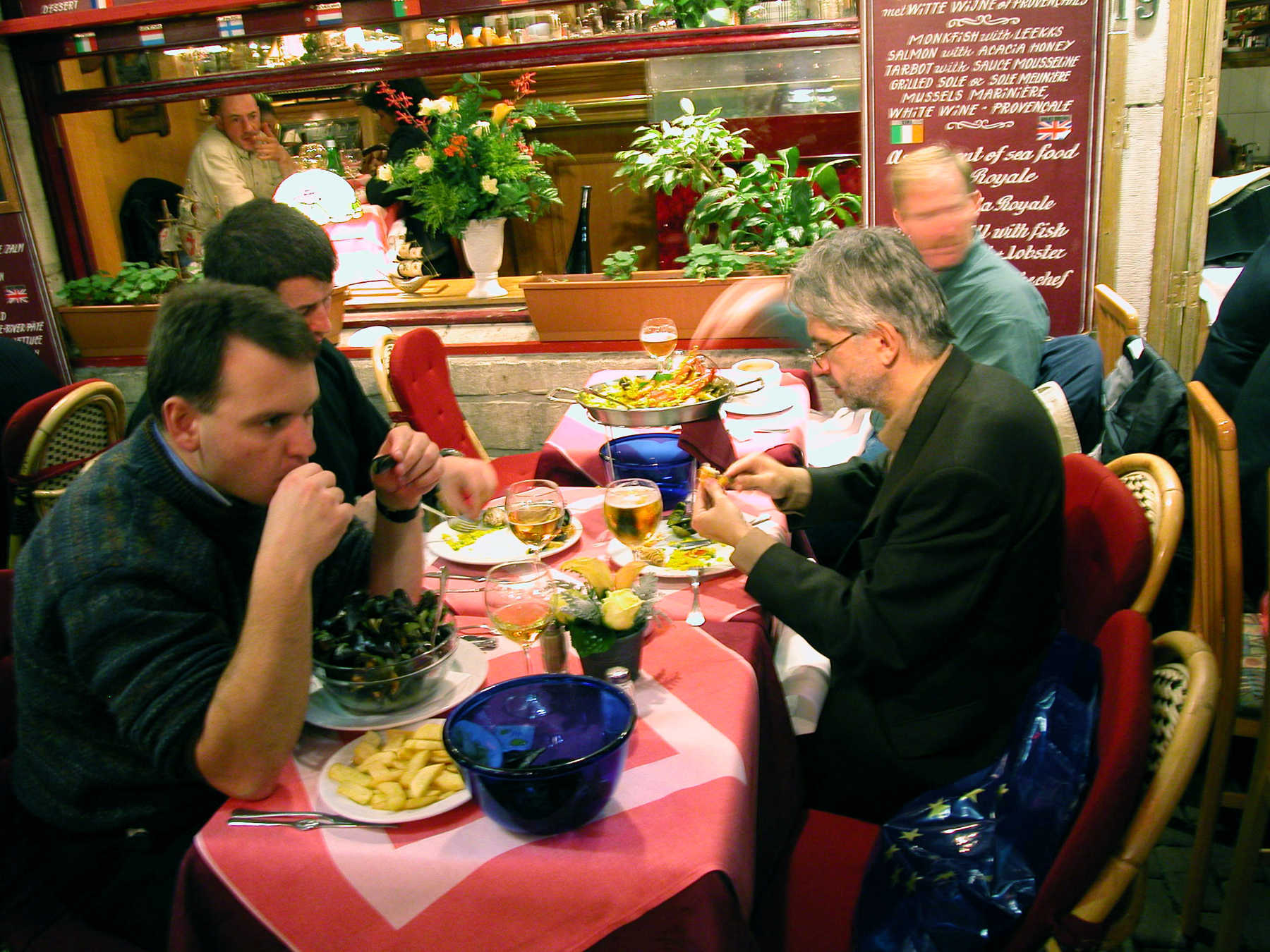 Mussel Eaters at Restaurant, Brussels, Belgium