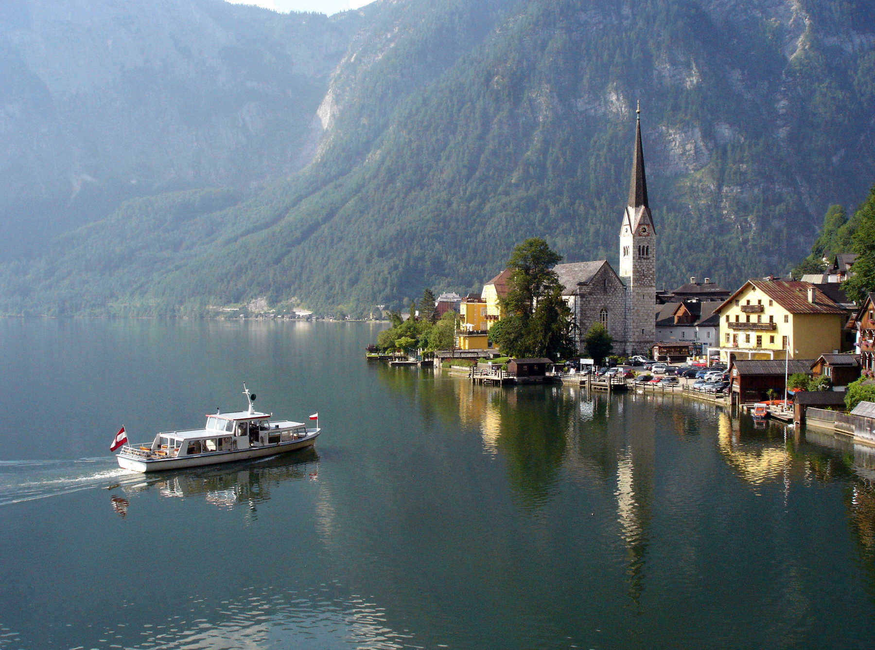 Boat on Lake in Hallstatt, Austria