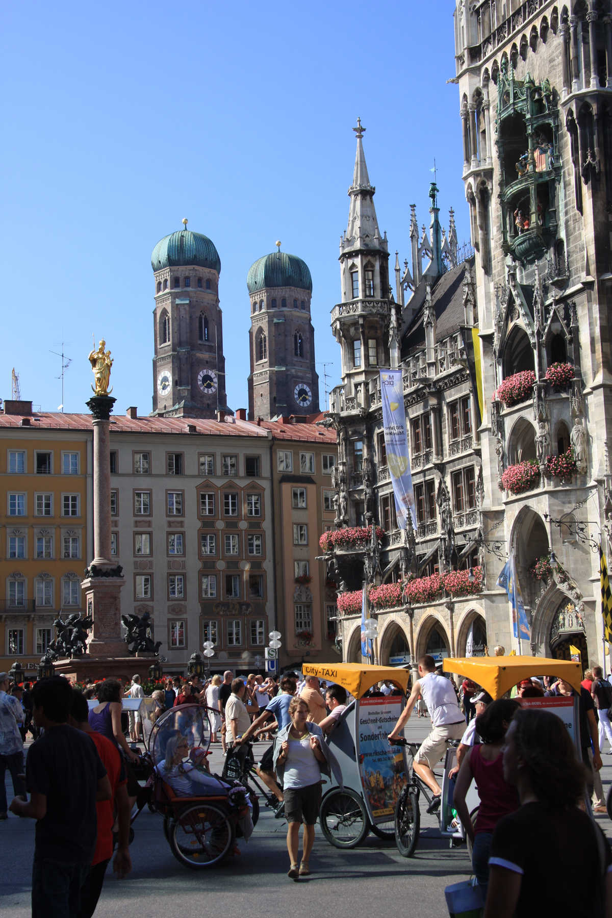 Pedal Taxis in Marienplatz, Munich, Bavaria, Germany
