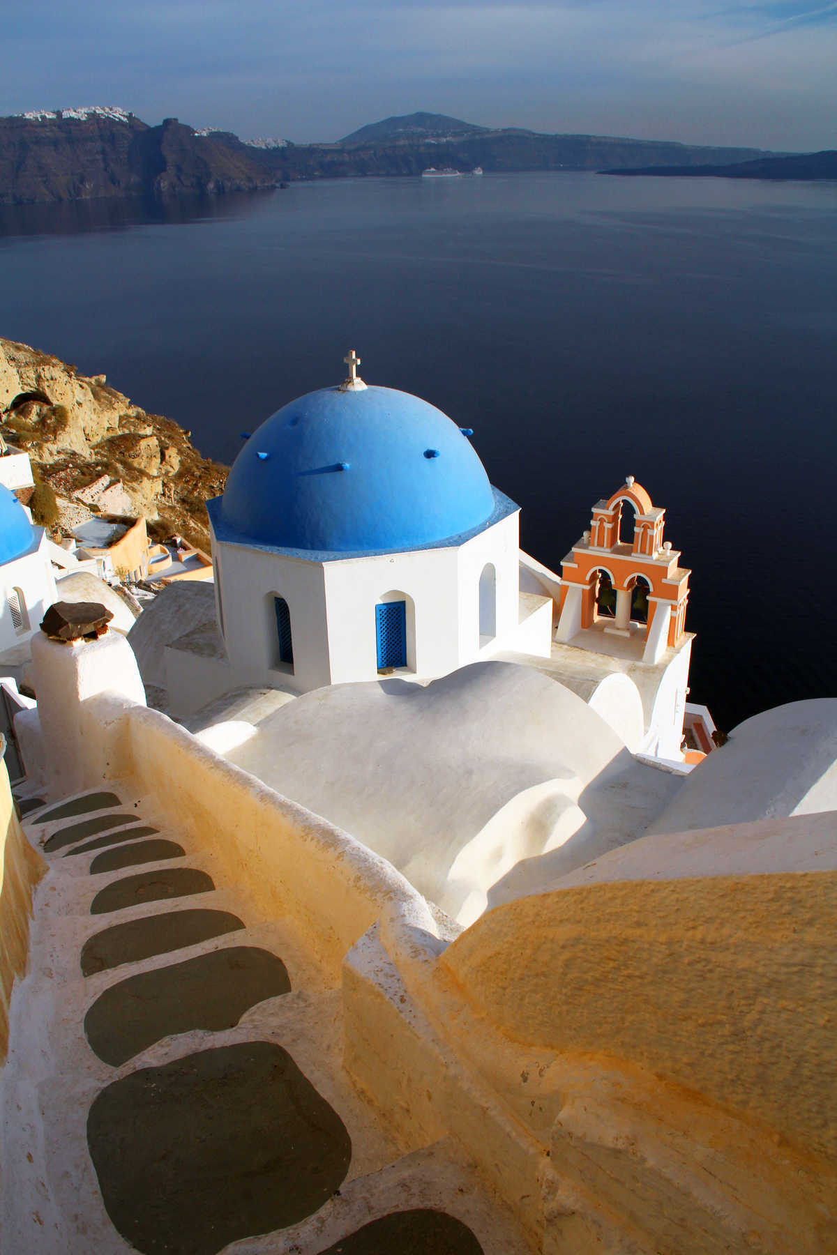 Stairs and View, Santorini, Greece