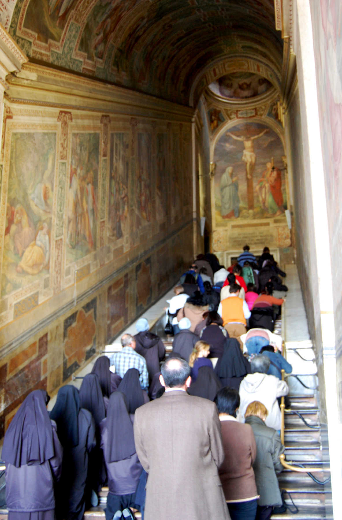 Pilgrims at Scala Santa, Rome, Italy