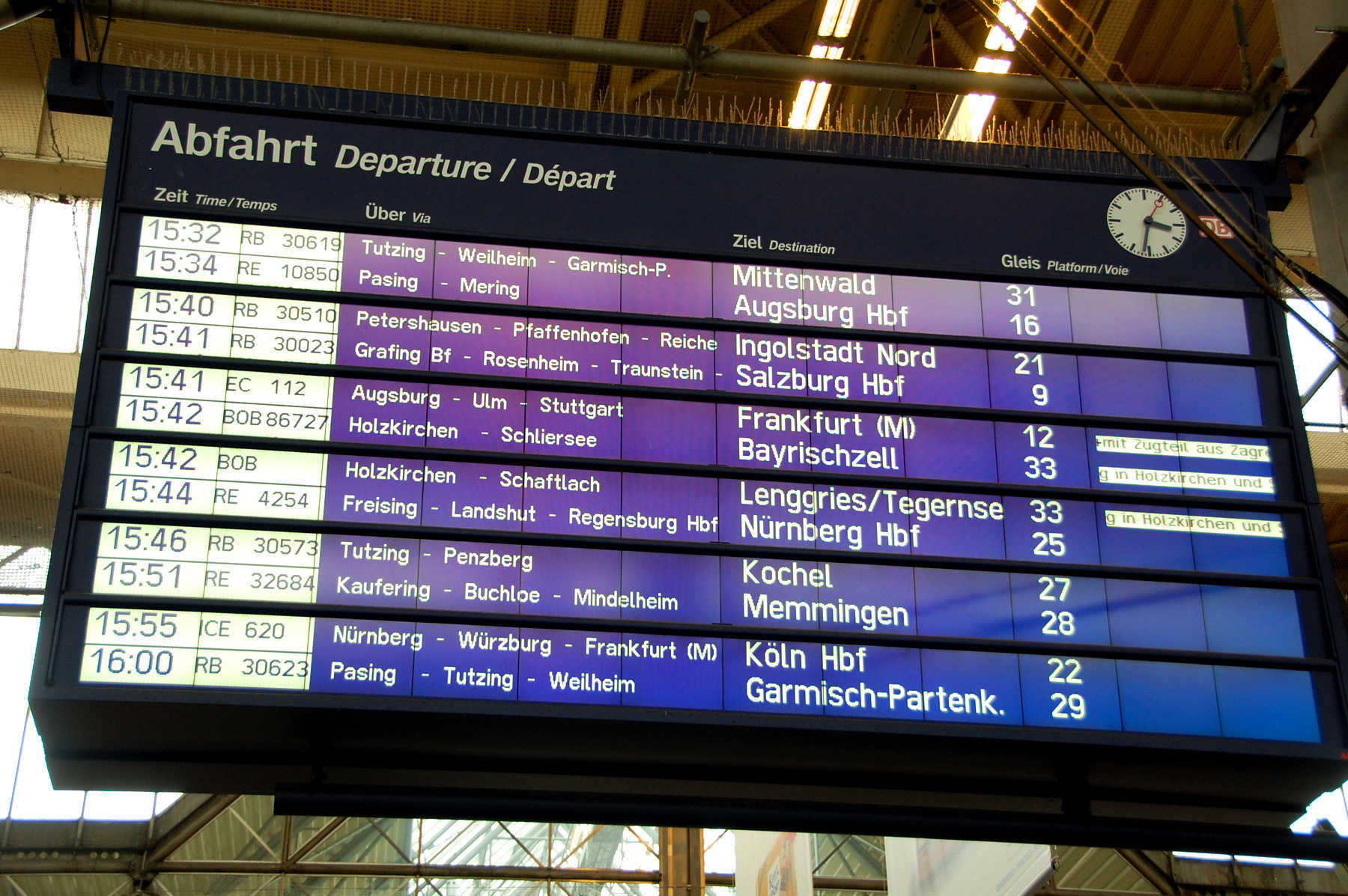 Train Station Departures Board, Munich, Bavaria, Germany