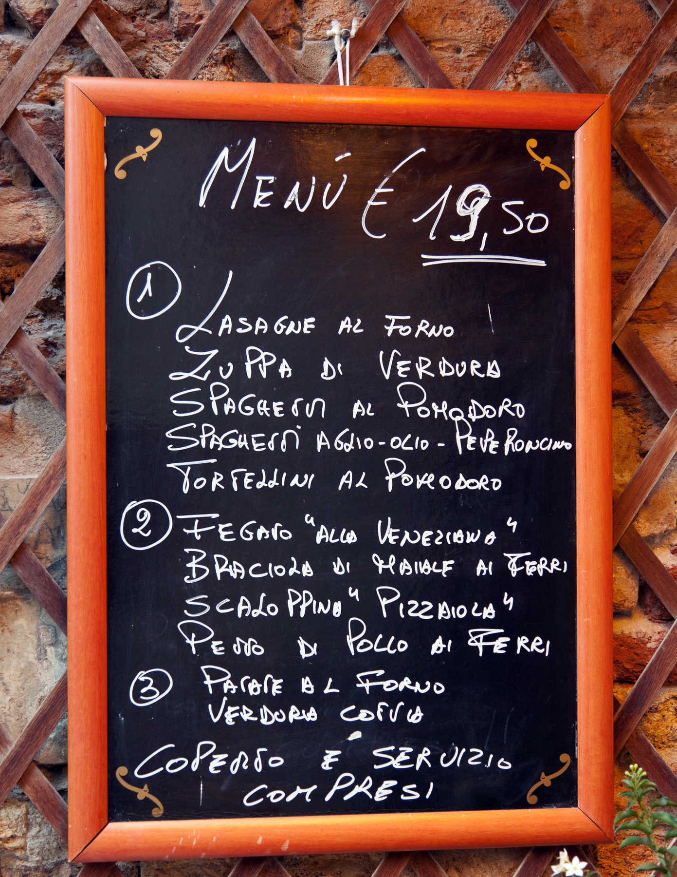Chalkboard Restaurant Menu, Venice, Italy