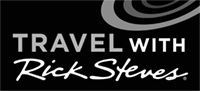 Travel with Rick Steves logo, black and white