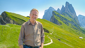 Rick on Seceda ridgeline in Italy's Dolomites
