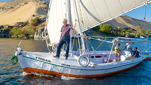 Rick on a traditional felucca along the Nile in Egypt